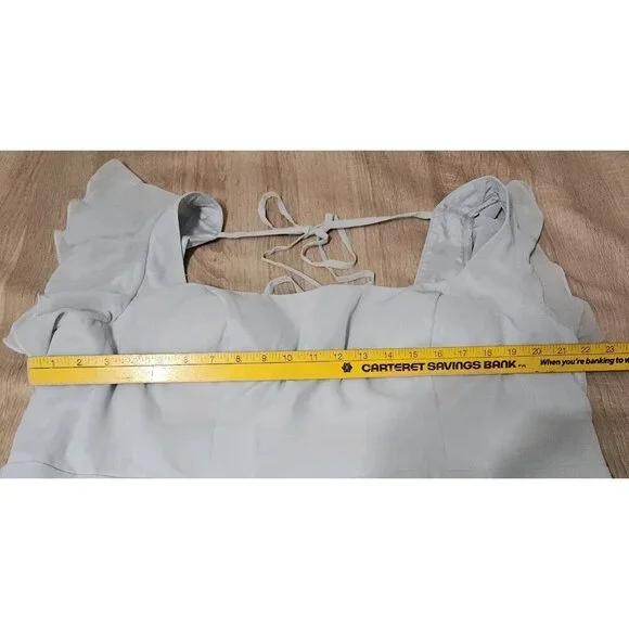 Azazie Bondi A Line Chiffon Ruffle Dress Sky Blue Plus Size 22 - Picture 6 of 7